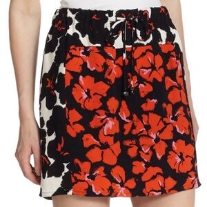 A.L.C. Nicholson Floral Print Drawstring Silk Skirt Size 6